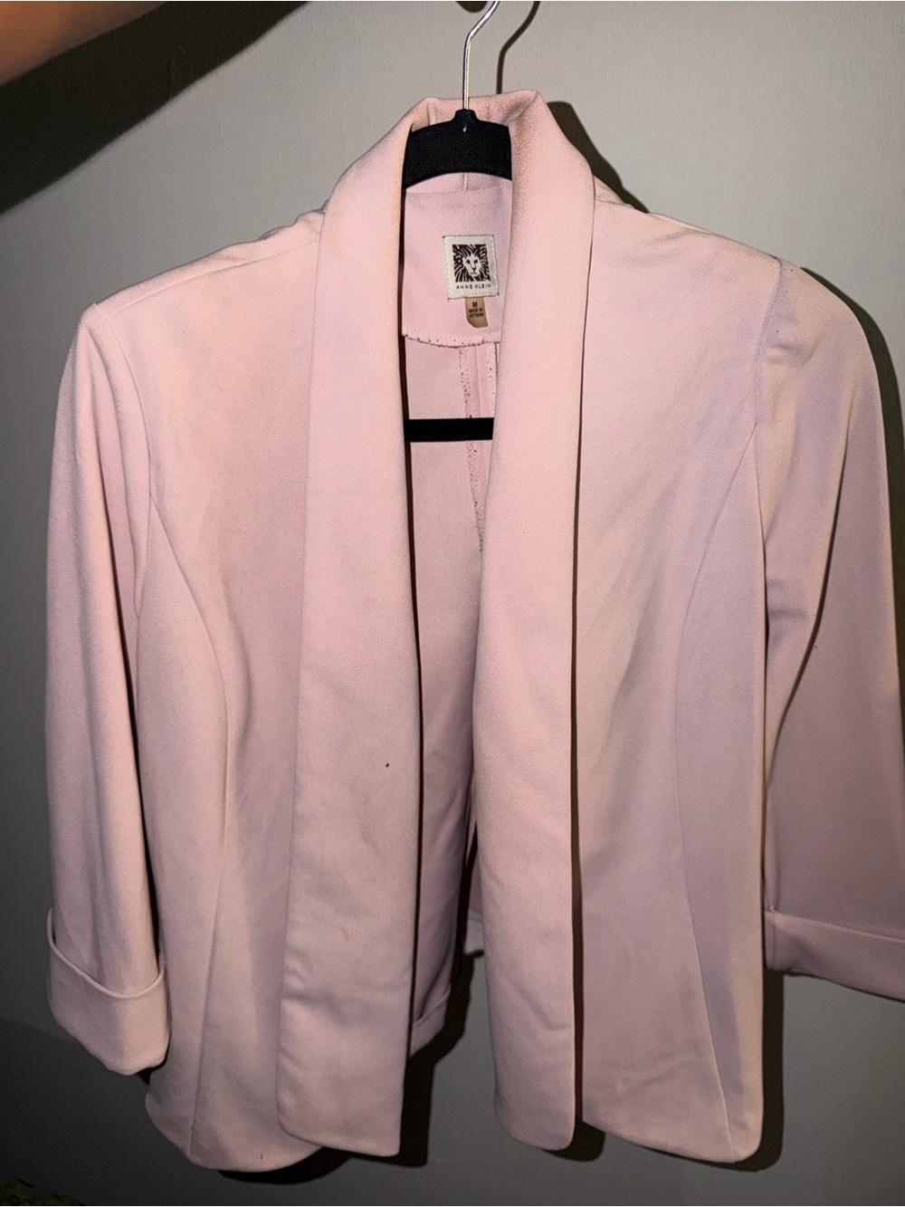 Anne Klein Pale Pink Open-Front Blazer